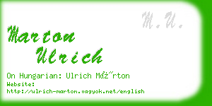 marton ulrich business card